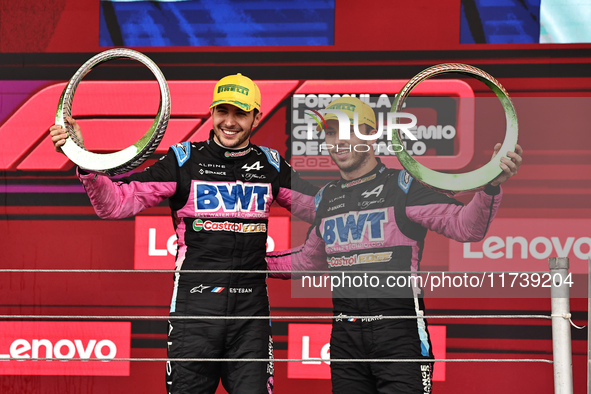 Pierre Gasly and Esteban Ocon participate in the Formula 1 Lenovo Grande Premio De Sao Paulo 2024 in Sao Paulo, Brazil, on November 3, 2024....