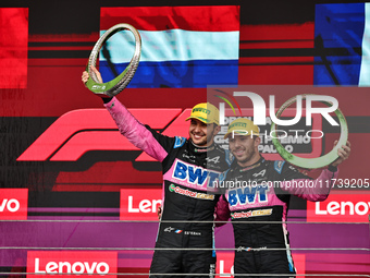 Pierre Gasly and Esteban Ocon participate in the Formula 1 Lenovo Grande Premio De Sao Paulo 2024 in Sao Paulo, Brazil, on November 3, 2024....