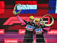 Pierre Gasly and Esteban Ocon participate in the Formula 1 Lenovo Grande Premio De Sao Paulo 2024 in Sao Paulo, Brazil, on November 3, 2024....