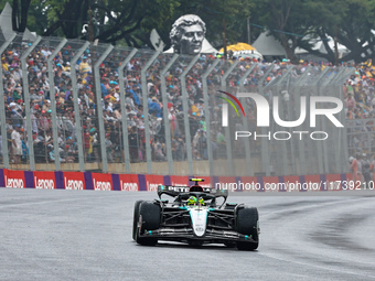 Lewis Hamilton of the UK drives the (44) Mercedes-AMG Petronas F1 Team F1 W15 E Performance Mercedes during the Formula 1 Lenovo Grande Prem...