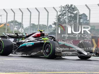 Lewis Hamilton of the UK drives the (44) Mercedes-AMG Petronas F1 Team F1 W15 E Performance Mercedes during the Formula 1 Lenovo Grande Prem...