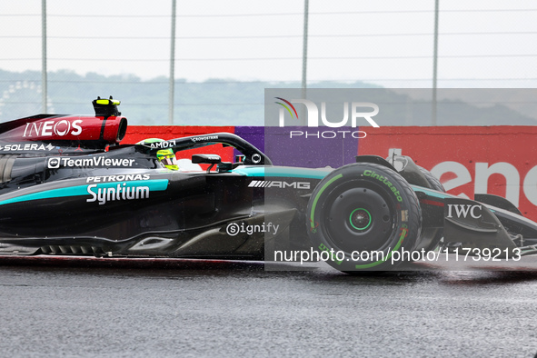 Lewis Hamilton of the UK drives the (44) Mercedes-AMG Petronas F1 Team F1 W15 E Performance Mercedes during the Formula 1 Lenovo Grande Prem...