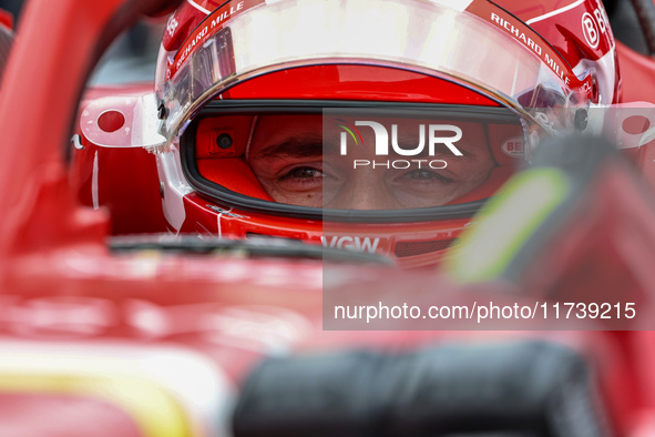 Charles Leclerc of Monaco drives the (16) Scuderia Ferrari SF-24 Ferrari during the Formula 1 Lenovo Grande Premio De Sao Paulo 2024 in Sao...