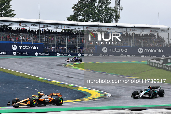 Lando Norris of the UK drives the McLaren F1 Team MCL38 Mercedes during the Formula 1 Lenovo Grande Premio De Sao Paulo 2024 in Sao Paulo, B...