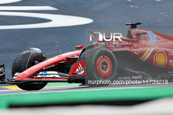 Charles Leclerc of Monaco drives the (16) Scuderia Ferrari SF-24 Ferrari during the Formula 1 Lenovo Grande Premio De Sao Paulo 2024 in Sao...