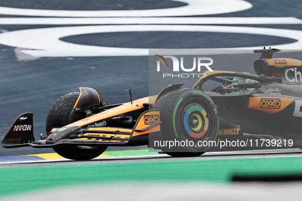 Oscar Piastri of Australia drives the (81) McLaren F1 Team MCL38 Mercedes during the Formula 1 Lenovo Grande Premio De Sao Paulo 2024 in Sao...