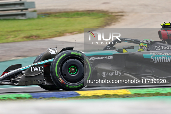 Lewis Hamilton of the UK drives the (44) Mercedes-AMG Petronas F1 Team F1 W15 E Performance Mercedes during the Formula 1 Lenovo Grande Prem...