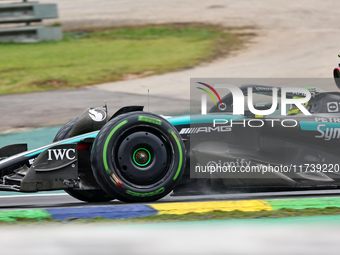 Lewis Hamilton of the UK drives the (44) Mercedes-AMG Petronas F1 Team F1 W15 E Performance Mercedes during the Formula 1 Lenovo Grande Prem...