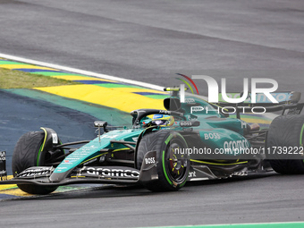 Fernando Alonso of Spain drives the (14) Aston Martin Aramco Cognizant F1 Team AMR24 Mercedes during the Formula 1 Lenovo Grande Premio De S...