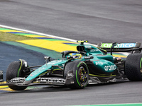 Fernando Alonso of Spain drives the (14) Aston Martin Aramco Cognizant F1 Team AMR24 Mercedes during the Formula 1 Lenovo Grande Premio De S...