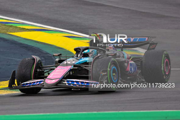 Pierre Gasly of France drives the (10) BWT Alpine F1 Team A524 Renault during the Formula 1 Lenovo Grande Premio De Sao Paulo 2024 in Sao Pa...