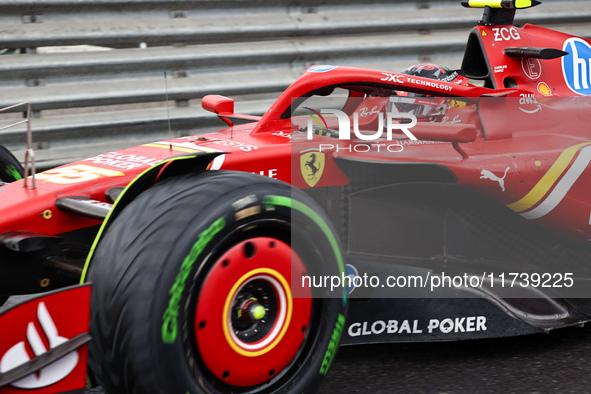 Carlos Sainz Jr. of Spain drives the (55) Scuderia Ferrari SF-24 Ferrari during the Formula 1 Lenovo Grande Premio De Sao Paulo 2024 in Sao...