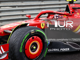 Carlos Sainz Jr. of Spain drives the (55) Scuderia Ferrari SF-24 Ferrari during the Formula 1 Lenovo Grande Premio De Sao Paulo 2024 in Sao...