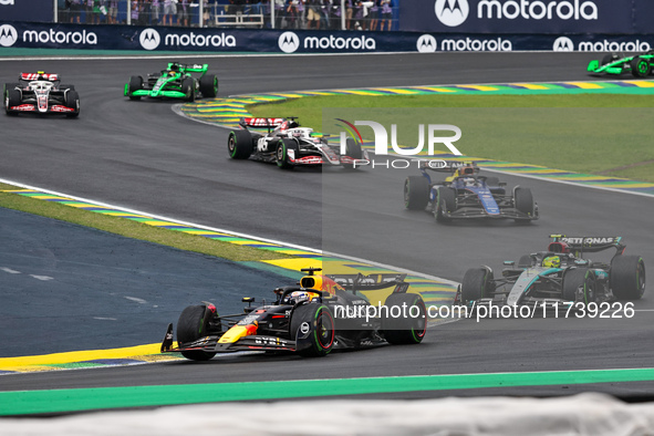 Max Verstappen of the Netherlands drives the Oracle Red Bull Racing RB20 Honda RBPT during the Formula 1 Lenovo Grande Premio De Sao Paulo 2...