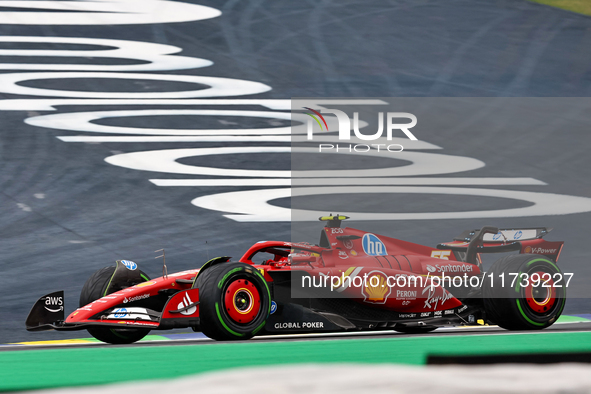 Carlos Sainz Jr. of Spain drives the (55) Scuderia Ferrari SF-24 Ferrari during the Formula 1 Lenovo Grande Premio De Sao Paulo 2024 in Sao...