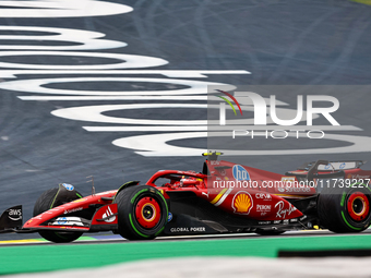 Carlos Sainz Jr. of Spain drives the (55) Scuderia Ferrari SF-24 Ferrari during the Formula 1 Lenovo Grande Premio De Sao Paulo 2024 in Sao...