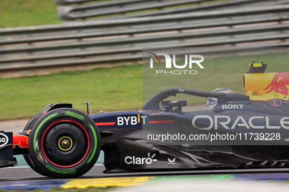 Sergio Perez of Mexico drives the (11) Oracle Red Bull Racing RB20 Honda RBPT during the Formula 1 Lenovo Grande Premio De Sao Paulo 2024 in...