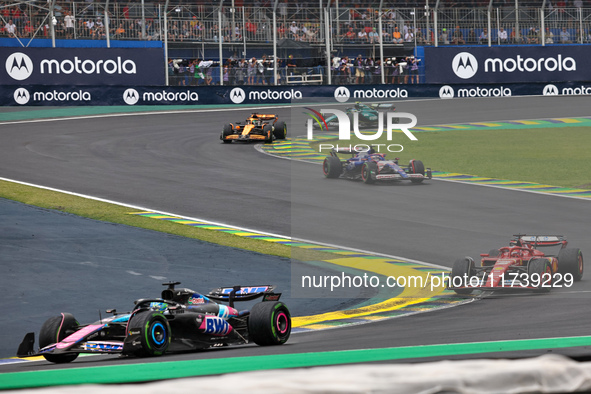 Esteban Ocon of France drives the (31) BWT Alpine F1 Team A524 Renault during the Formula 1 Lenovo Grande Premio De Sao Paulo 2024 in Sao Pa...