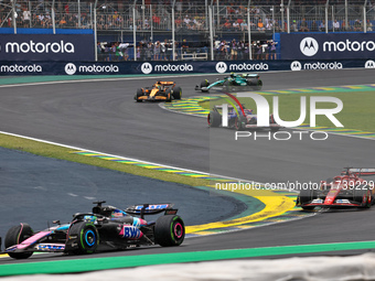 Esteban Ocon of France drives the (31) BWT Alpine F1 Team A524 Renault during the Formula 1 Lenovo Grande Premio De Sao Paulo 2024 in Sao Pa...