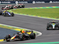 In Sao Paulo, Brazil, on November 3, 2024, a driver from the Netherlands drives the Oracle Red Bull Racing RB20 Honda RBPT during the Formul...