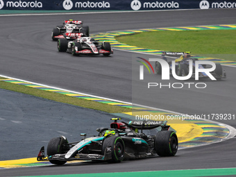 Lewis Hamilton of the UK drives the (44) Mercedes-AMG Petronas F1 Team F1 W15 E Performance Mercedes during the Formula 1 Lenovo Grande Prem...