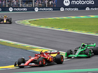 Carlos Sainz Jr. of Spain drives the (55) Scuderia Ferrari SF-24 Ferrari during the Formula 1 Lenovo Grande Premio De Sao Paulo 2024 in Sao...