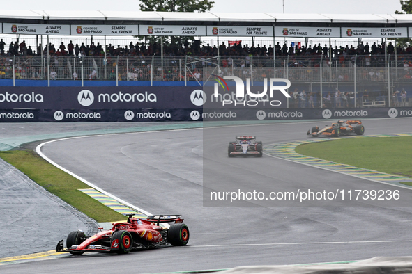 Charles Leclerc of Monaco drives the (16) Scuderia Ferrari SF-24 Ferrari during the Formula 1 Lenovo Grande Premio De Sao Paulo 2024 in Sao...