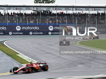 Charles Leclerc of Monaco drives the (16) Scuderia Ferrari SF-24 Ferrari during the Formula 1 Lenovo Grande Premio De Sao Paulo 2024 in Sao...