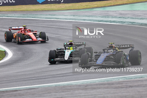 Franco Colapinto of Argentina drives the (43) Williams Racing FW46 Mercedes during the Formula 1 Lenovo Grande Premio De Sao Paulo 2024 in S...