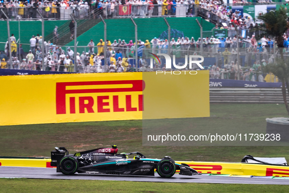 Lewis Hamilton of the UK drives the (44) Mercedes-AMG Petronas F1 Team F1 W15 E Performance Mercedes during the Formula 1 Lenovo Grande Prem...