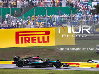 Lewis Hamilton of the UK drives the (44) Mercedes-AMG Petronas F1 Team F1 W15 E Performance Mercedes during the Formula 1 Lenovo Grande Prem...