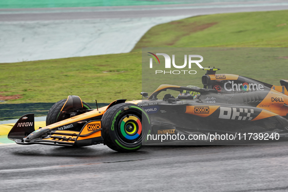 Lando Norris of the UK drives the McLaren F1 Team MCL38 Mercedes during the Formula 1 Lenovo Grande Premio De Sao Paulo 2024 in Sao Paulo, B...