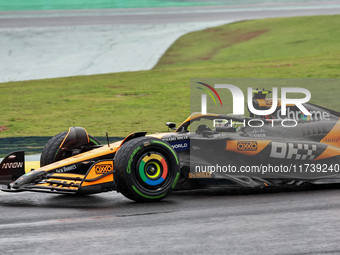 Lando Norris of the UK drives the McLaren F1 Team MCL38 Mercedes during the Formula 1 Lenovo Grande Premio De Sao Paulo 2024 in Sao Paulo, B...