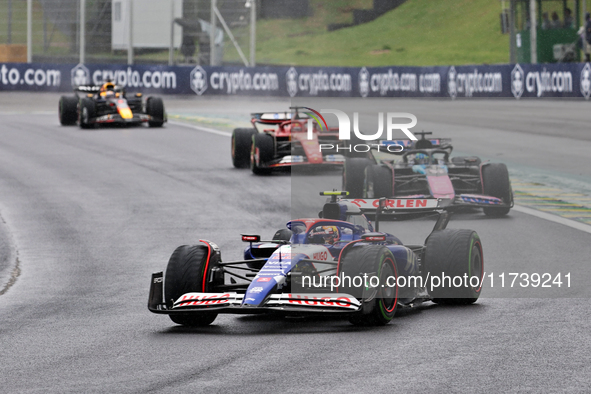 Yuki Tsunoda of Japan drives the (22) Visa Cash app RB VCARB01 Honda RBPT during the Formula 1 Lenovo Grande Premio De Sao Paulo 2024 in Sao...