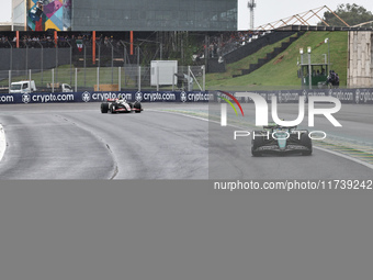 Fernando Alonso of Spain drives the (14) Aston Martin Aramco Cognizant F1 Team AMR24 Mercedes during the Formula 1 Lenovo Grande Premio De S...