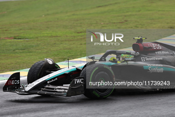 Lewis Hamilton of the UK drives the (44) Mercedes-AMG Petronas F1 Team F1 W15 E Performance Mercedes during the Formula 1 Lenovo Grande Prem...