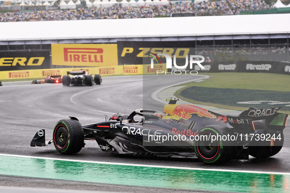 Sergio Perez of Mexico drives the (11) Oracle Red Bull Racing RB20 Honda RBPT during the Formula 1 Lenovo Grande Premio De Sao Paulo 2024 in...