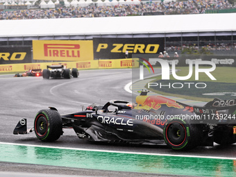 Sergio Perez of Mexico drives the (11) Oracle Red Bull Racing RB20 Honda RBPT during the Formula 1 Lenovo Grande Premio De Sao Paulo 2024 in...