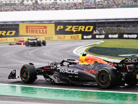 Sergio Perez of Mexico drives the (11) Oracle Red Bull Racing RB20 Honda RBPT during the Formula 1 Lenovo Grande Premio De Sao Paulo 2024 in...