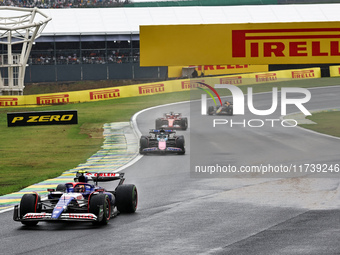 Yuki Tsunoda of Japan drives the (22) Visa Cash app RB VCARB01 Honda RBPT during the Formula 1 Lenovo Grande Premio De Sao Paulo 2024 in Sao...