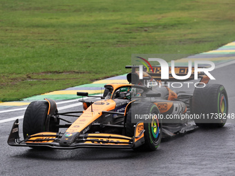 Oscar Piastri of Australia drives the (81) McLaren F1 Team MCL38 Mercedes during the Formula 1 Lenovo Grande Premio De Sao Paulo 2024 in Sao...