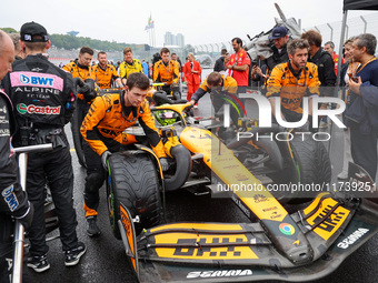 Lando Norris of the UK drives the McLaren F1 Team MCL38 Mercedes during the Formula 1 Lenovo Grande Premio De Sao Paulo 2024 in Sao Paulo, B...