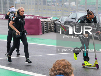 Lewis Hamilton of the UK drives the (44) Mercedes-AMG Petronas F1 Team F1 W15 E Performance Mercedes during the Formula 1 Lenovo Grande Prem...