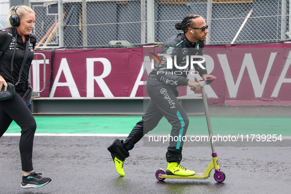 Lewis Hamilton of the UK drives the (44) Mercedes-AMG Petronas F1 Team F1 W15 E Performance Mercedes during the Formula 1 Lenovo Grande Prem...