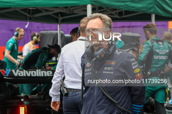 Christian Horner, Team Principal of Oracle Red Bull Racing, is present during the Formula 1 Lenovo Grande Premio De Sao Paulo 2024 in Sao Pa...