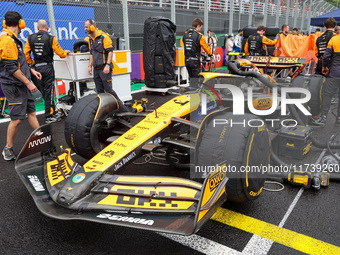 Lando Norris of the UK drives the McLaren F1 Team MCL38 Mercedes during the Formula 1 Lenovo Grande Premio De Sao Paulo 2024 in Sao Paulo, B...