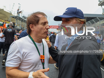 Emerson Fittipaldi and Chico Longo are present during the Formula 1 Lenovo Grande Premio De Sao Paulo 2024 in Sao Paulo, Brazil, on November...