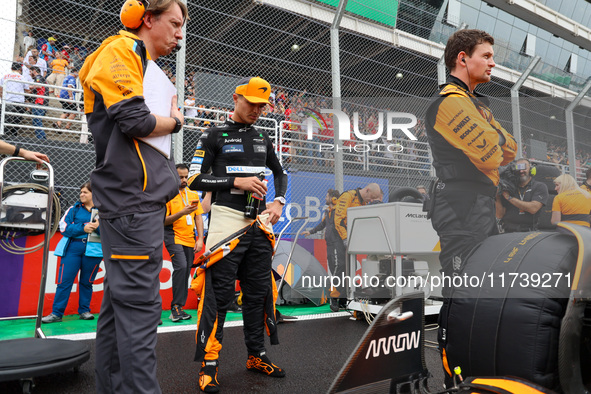 Lando Norris of the UK drives the McLaren F1 Team MCL38 Mercedes during the Formula 1 Lenovo Grande Premio De Sao Paulo 2024 in Sao Paulo, B...