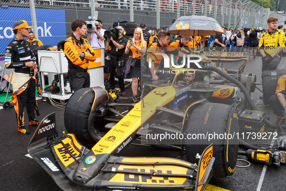 Lando Norris of the UK drives the McLaren F1 Team MCL38 Mercedes during the Formula 1 Lenovo Grande Premio De Sao Paulo 2024 in Sao Paulo, B...