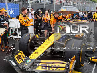 Lando Norris of the UK drives the McLaren F1 Team MCL38 Mercedes during the Formula 1 Lenovo Grande Premio De Sao Paulo 2024 in Sao Paulo, B...